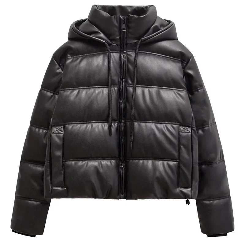 TRAF 2024 Women's Winter Down Jacket Outerwears Long Sleeve Quilted Jacket Woman Warm Winter Coats Woman New Coats Solid Parkas