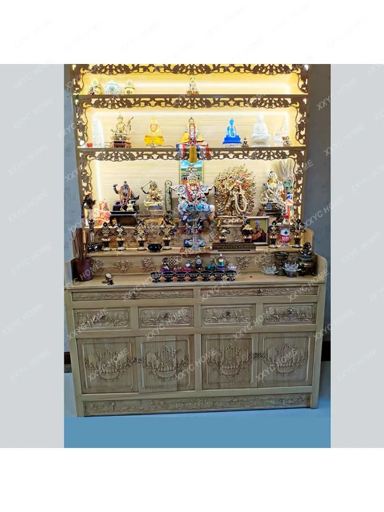 Solid wood household altar Buddhist temple special table