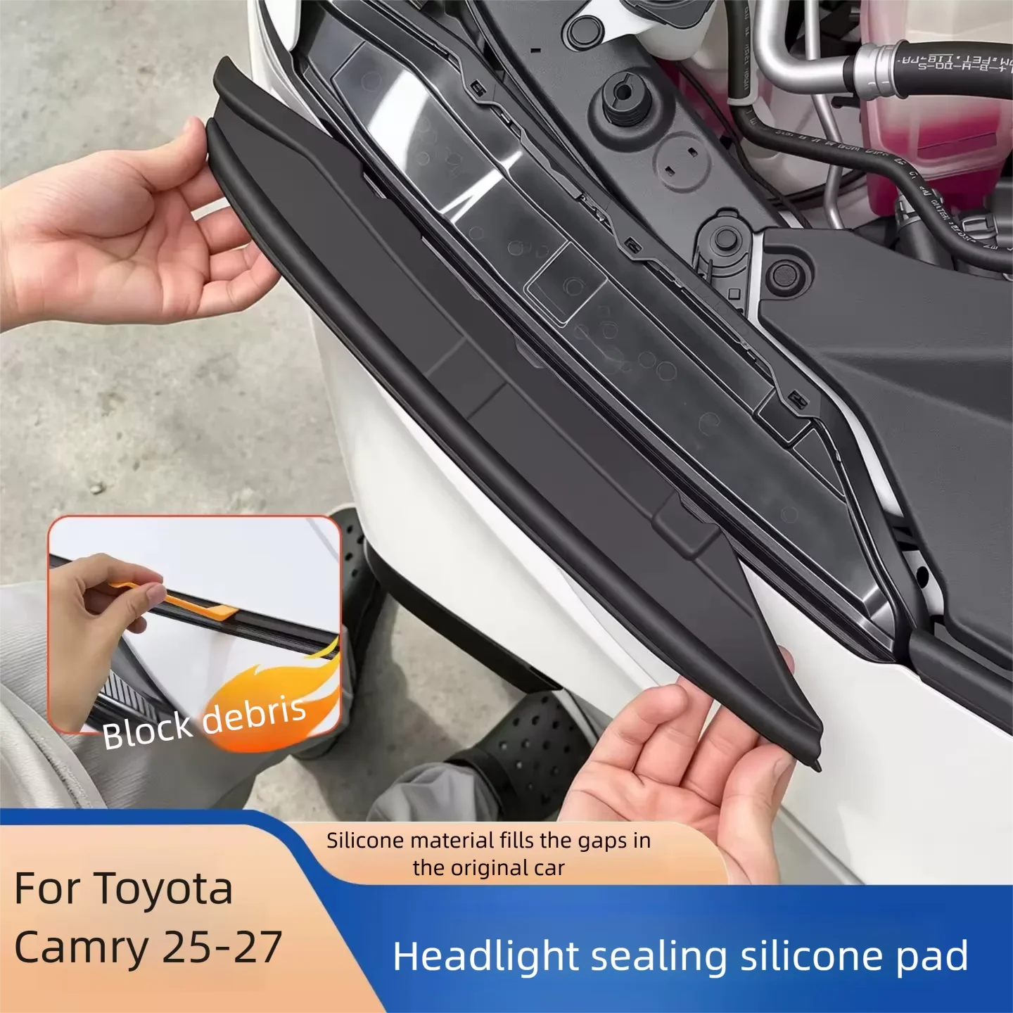 QHCP Car Headlight Sealing Strip Sound Insulation Sealing Strips Silicone Noise Reduction Filling Gap Pad For Toyota Camry 25-27