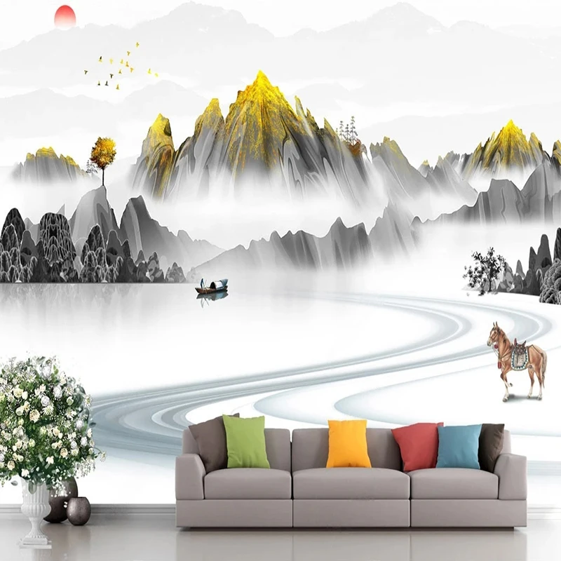 

Custom 3D Chinese Abstract Landscape Painting Mural Wallpaper For Bedroom Walls TV Backdrop Home Interior Decoration Wall Paper