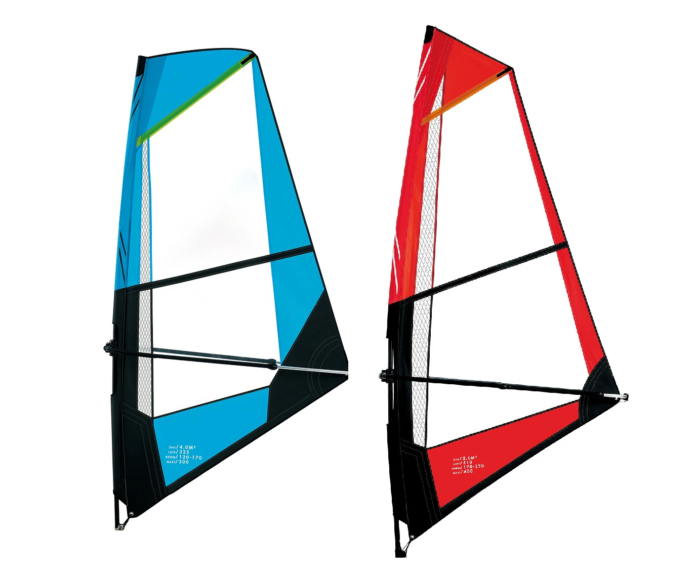 wind surfing with monofilm x-ply polyester sail for experienced surfer beginner with aluminum glass fiber 3.0 4.0 5.0