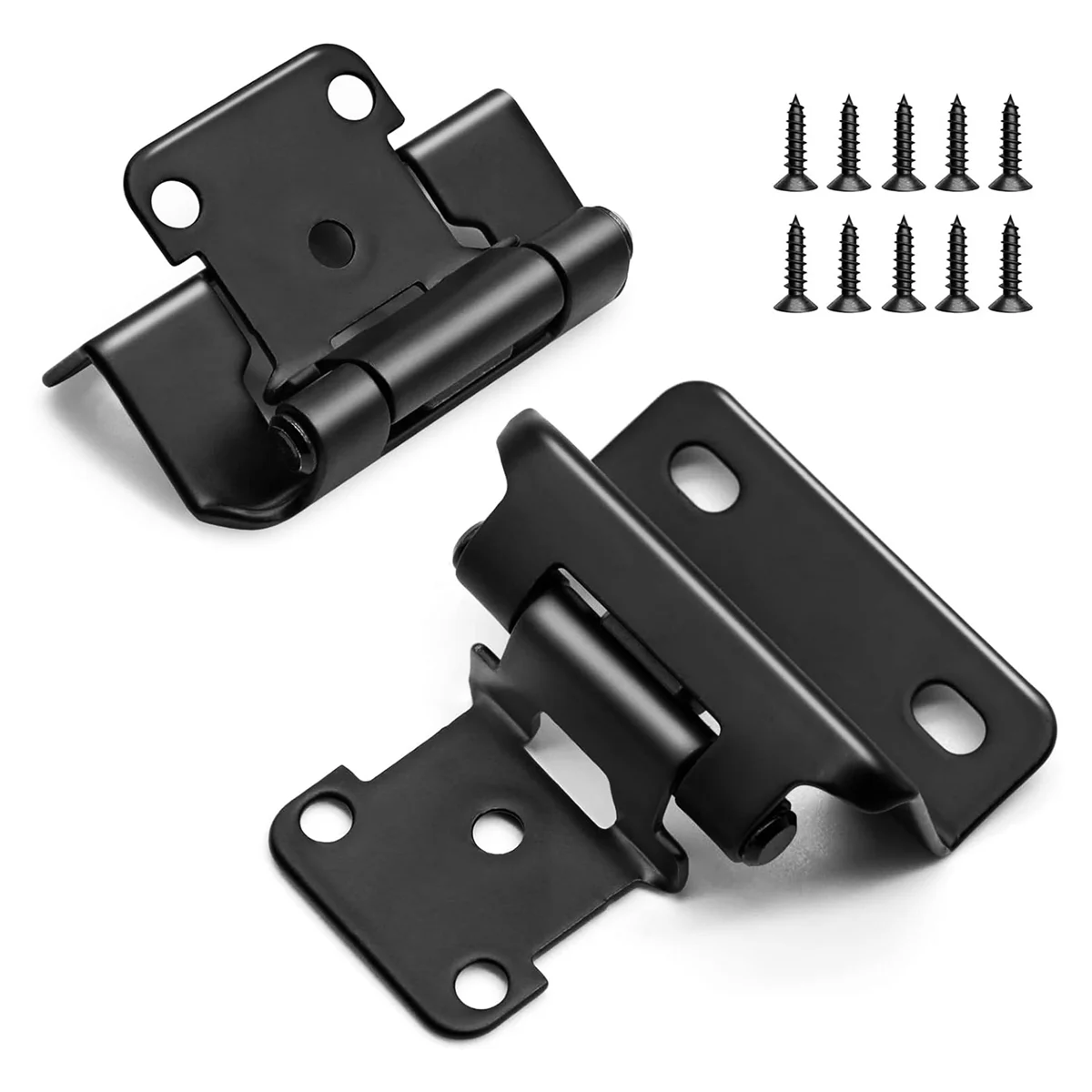 1/2Inch Overlay Semi Partial Wrap Cabinet Hinges, 4 Pairs (8 Pcs) Self Closing Black Hinges for Variable Kitchen 8Pcs