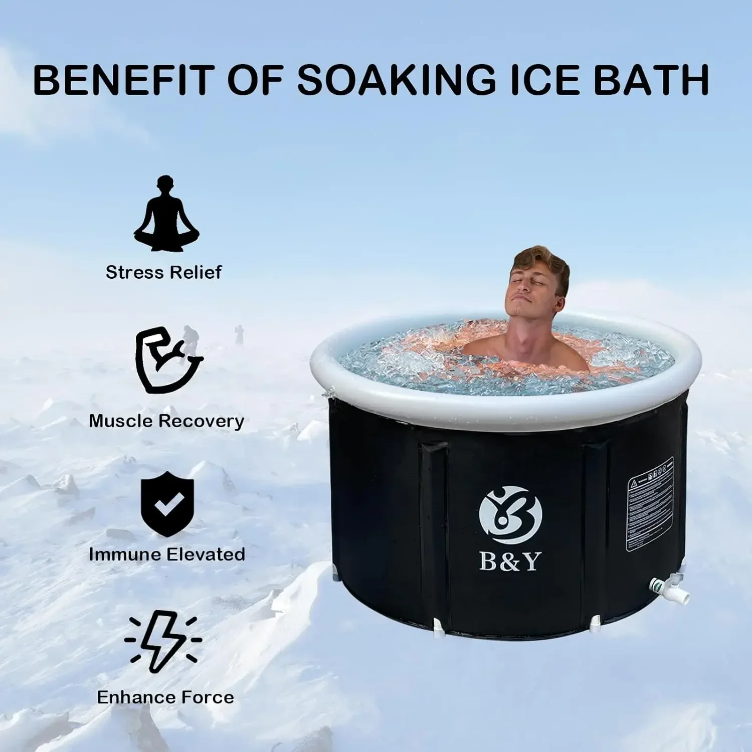 B&Y Ice Bath Tub for Athletes, Cold Plunge Tub, Portable Bathtub for Adults Inflatable Bathtub Foldable Bathtub Large