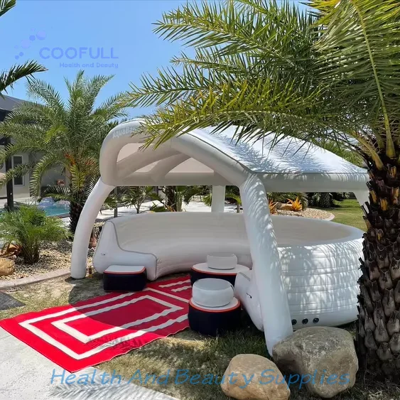 Coofull Air Circular Sofa Portable Foldable Inflatable Couch with Inflatable Table and Shade Tent