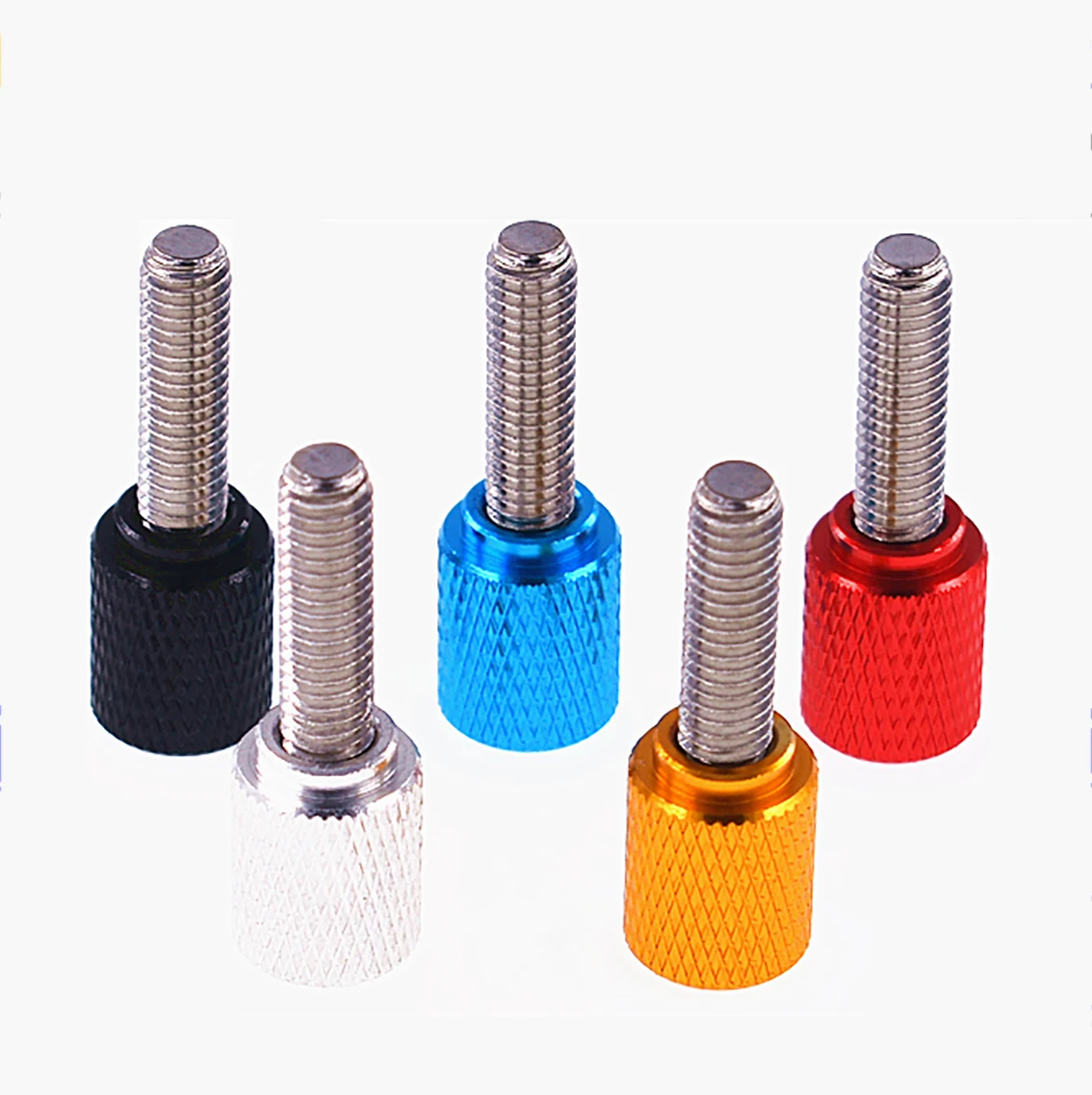 1Pcs Colourful Thumb Screw M6 Aluminum Alloy+Stainless Steel Flat Head Knurled Hand Grip Knob Step Machine Bolts