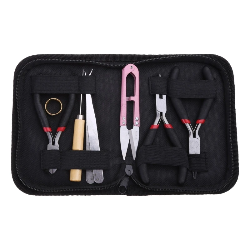 8Pcs/set Jewelry Making Tool Kits Pliers Set Round Nose Plier Side Cutting Pliers Wire Cutter Scissor Beading Tweezers Dropship