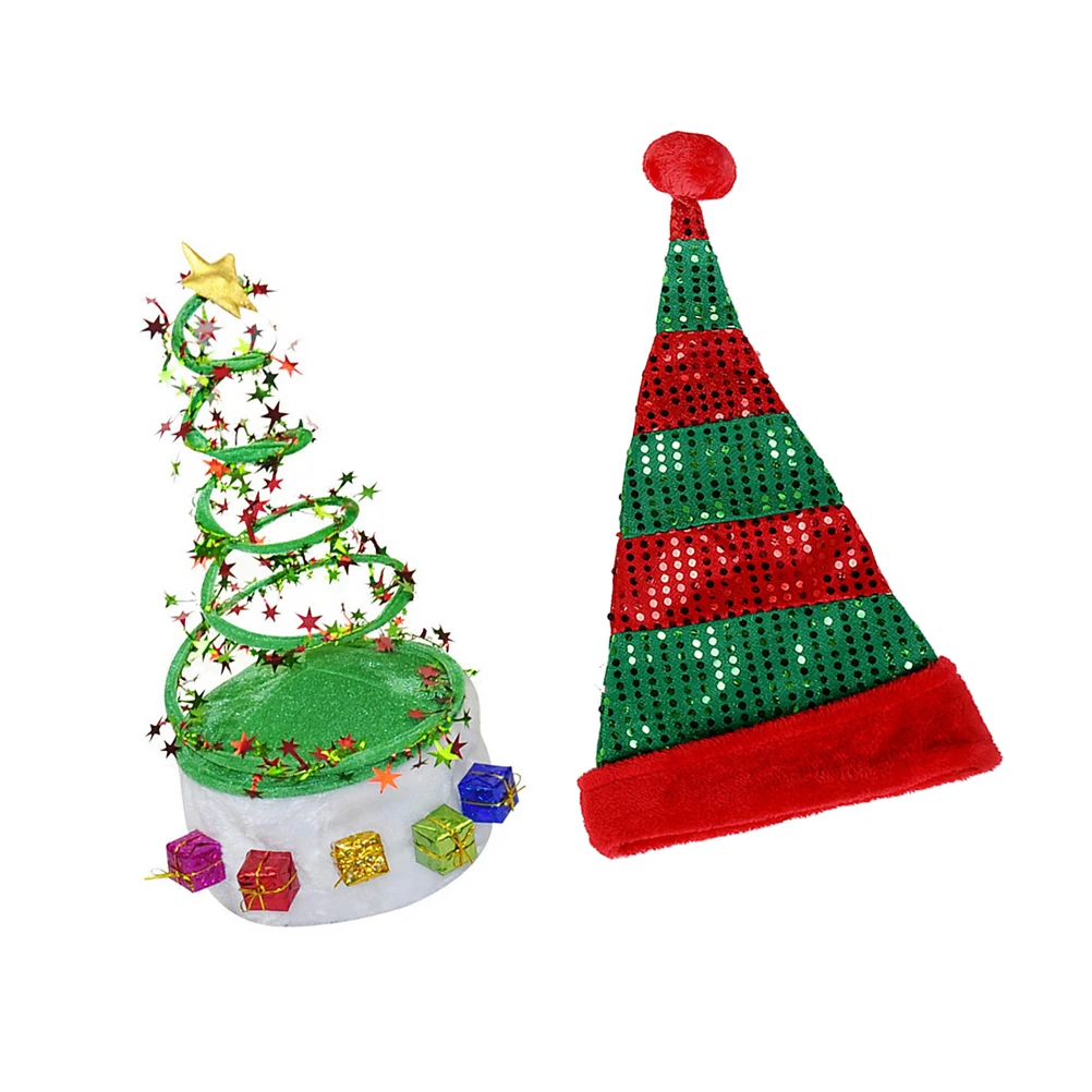 

2pcs Christmas Spring Hat Creative Sequin Cosplay Party Hat Stage Performance Accessory Christmas Party Decorations For Men
