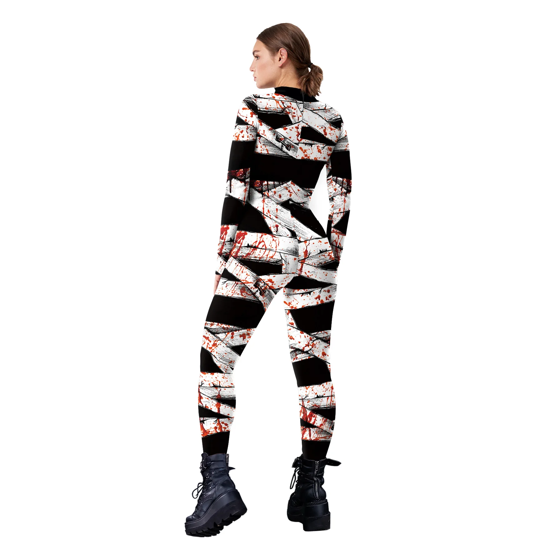 Horror Bloedige Mummie Cosplay Jumpsuit Gothic Bandage Punk Bodysuit Halloween Zentai Pak Volwassen Vakantiefeest Catsuit Rave Outfits