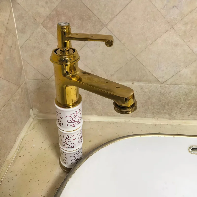 European Style Faucet Gold Personality Simple Nordic Art Health Fashion High-end Elevated Basin Bathroom Hot and Cold