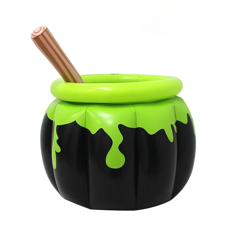 Witch Stirring Candy Inflatable Ice Bucket Chilled Beverage Halloween Horror Haunted House Bar Decor