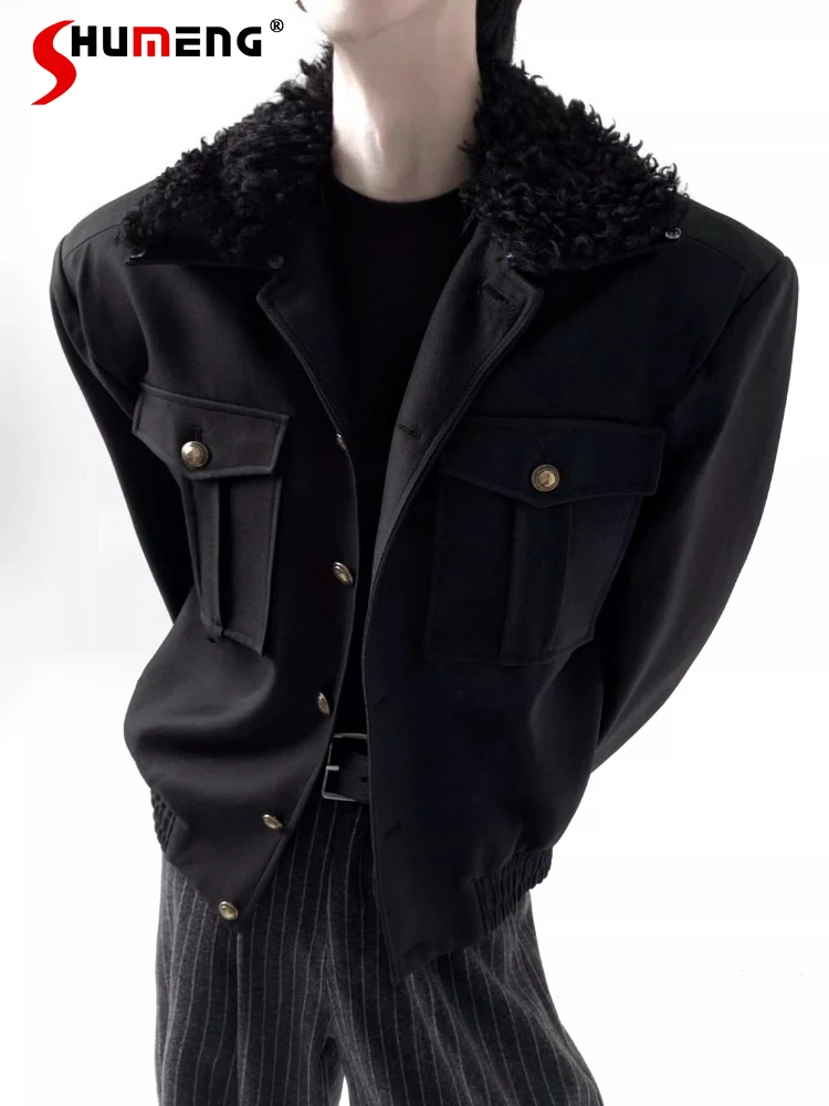 

Fashion High-End Faux Fur Collar Thickened Jackets Men 2025 Winter New High-End Parkas Jackets Long Sleeve Handsome Trendy Coats