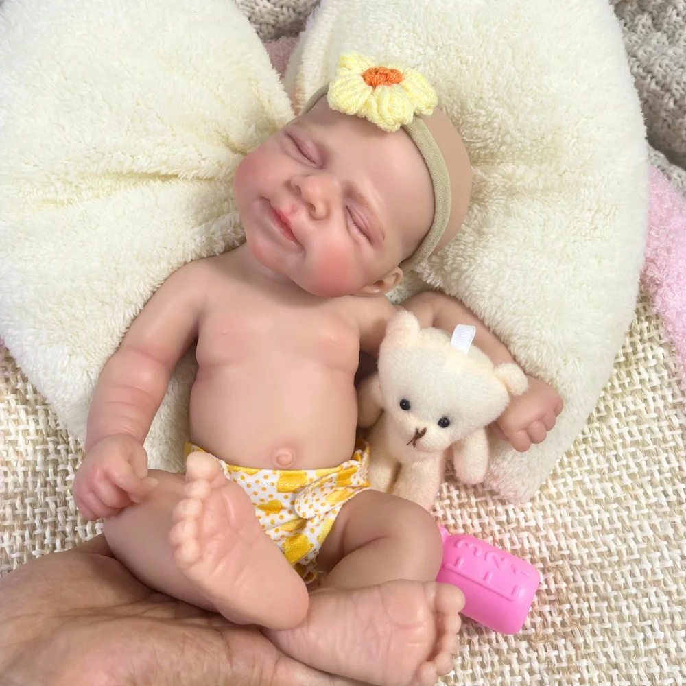 Mini 13-inch herboren babypop siliconen Pascale schattig meisje zacht stevig siliconen wasbaar lichaamspop verjaardag kerstcadeau