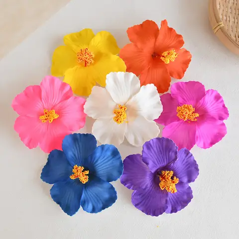 5/10Pcs Hawaiian Hibiscus Flower Summer Tropical Beach Birthday Party Table Decoration DIY Hair Decor Wedding Artificial Flowers