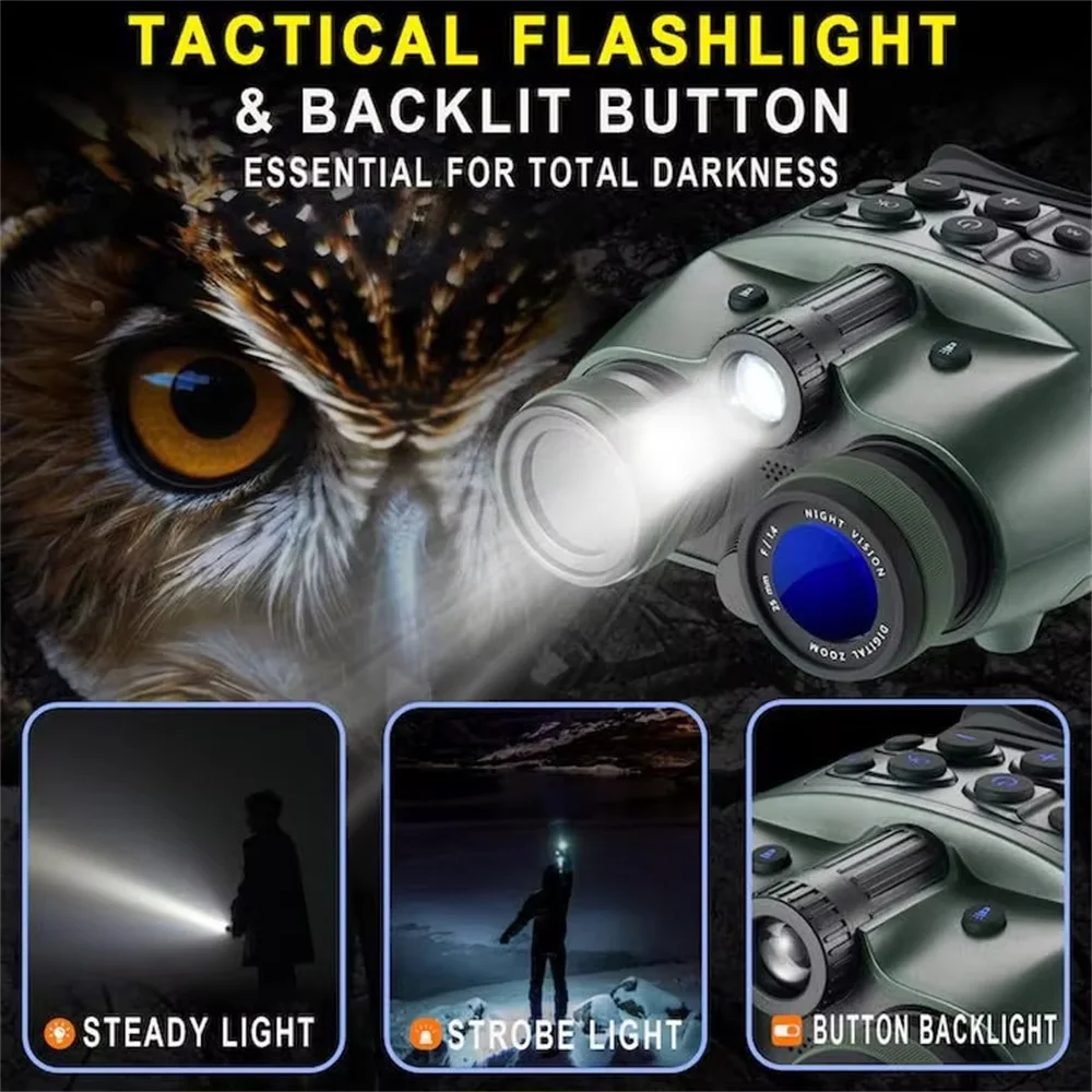 Professional Z9801 Digital Infrared Night Vision Goggles 4K UHD 48MP Tactical Binocular Telescope Camera 8X Zoom with Flashlight