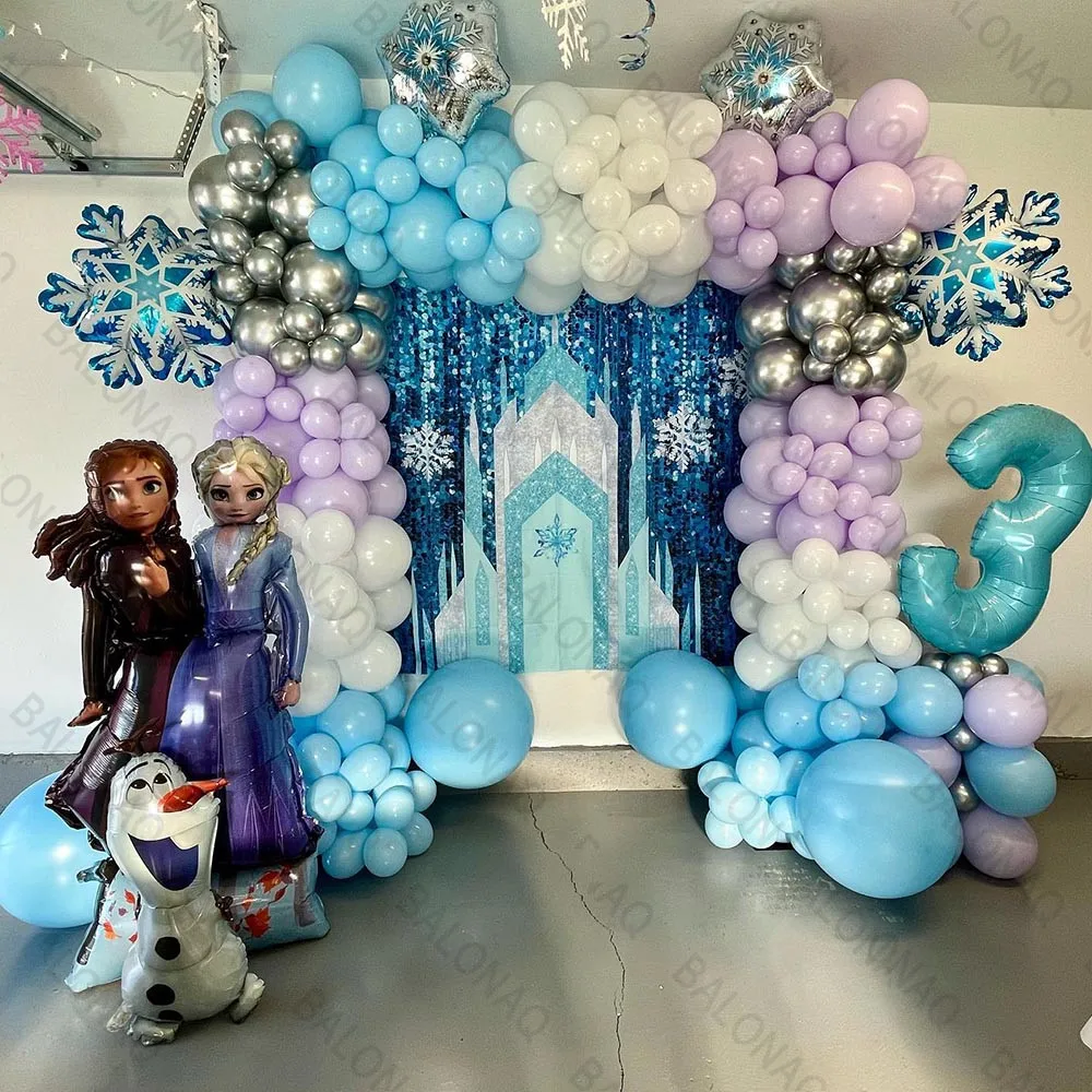 129 Uds. Globos de princesa Frozen de Elsa Olaf de Disney, recuerdos para fiesta de bienvenida al bebé, muñeco de nieve, decoraciones para fiesta de cumpleaños, juguetes Kds, Globos de aire