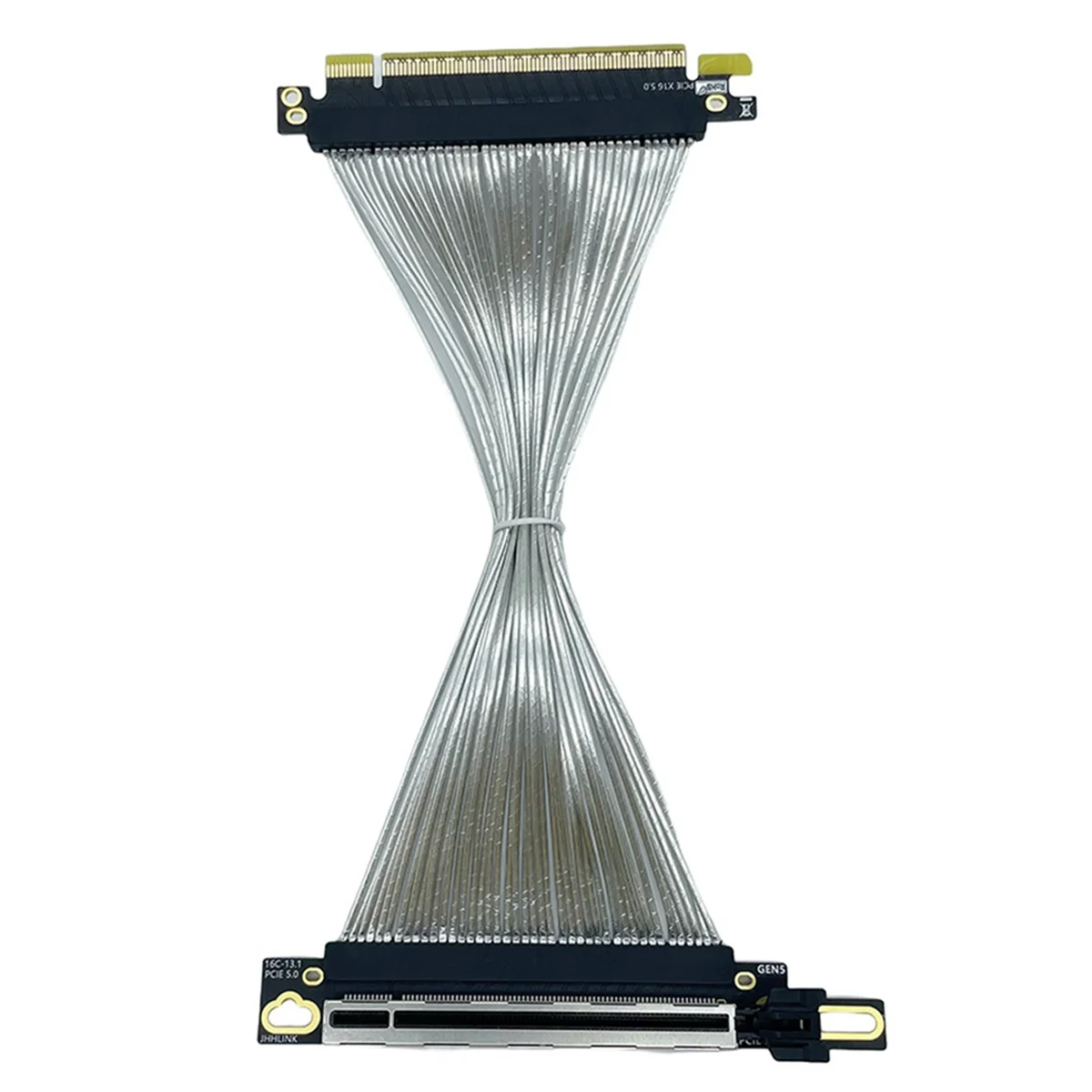 ABXHA PCIe 5.0 X16 GPU بطاقة الرسومات تمديد كابل PCI-E 5.0 Gen5 64GB/S كابل مطلي بالفضة 90 ° كابل رفع الزاوية اليمنى 15 سم