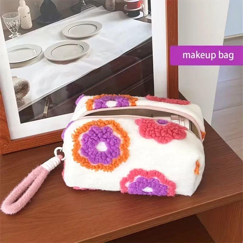 

Large Makeup Bag for Women Tote Travel Cosmetic Storage Case Flower Print Toiletry Bag with Handle Hand Carry Organizer Pouch