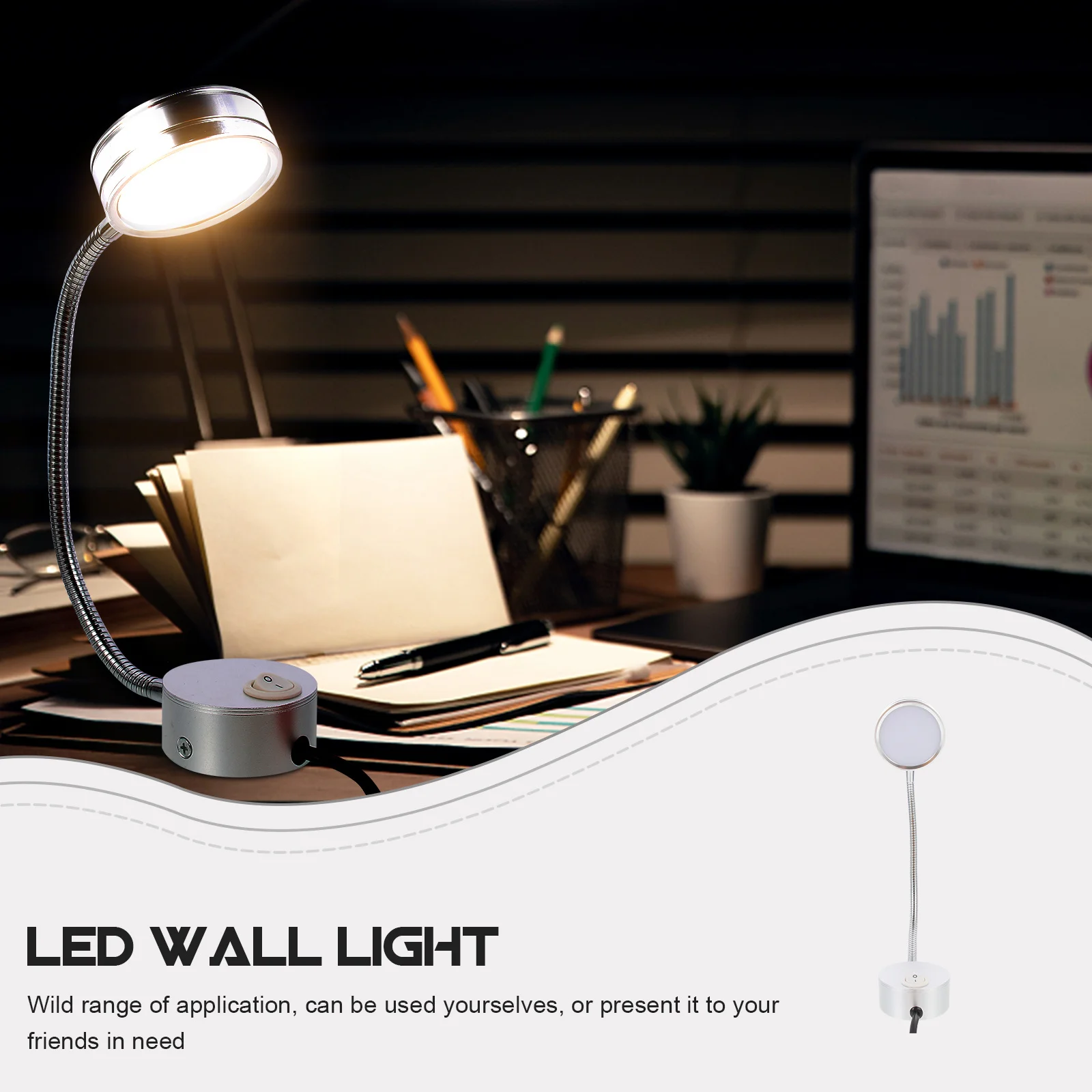 

Bedside Reading Light LED Wall Mount Headboard Flexible Gooseneck Creative Night Studying Lamps