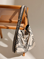 Genuine Leather Canvas Tote Bag New Pony Totem Lazy Style Shoulder Bag Original Linen Printed Casual Handbag