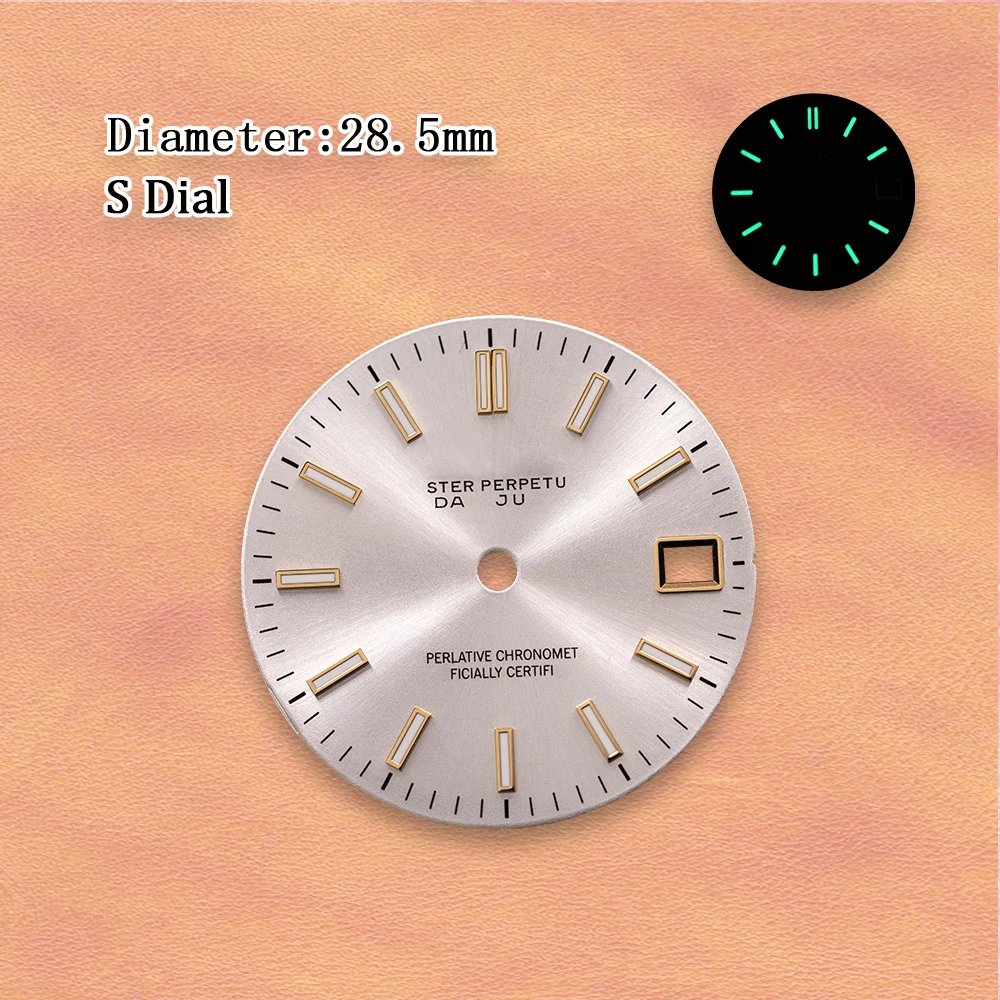 S Dial 28.5mm j-ournal Dial Sunray Dial Green Luminous Fit NH35/NH36/4R/7S Japan Movement Watch Modification Accessories