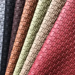 Artificial Leather Fabric for DIY Sofa Seat Decoration Background Bag Solid Color Weaving Vein Fashion Designer Cloth