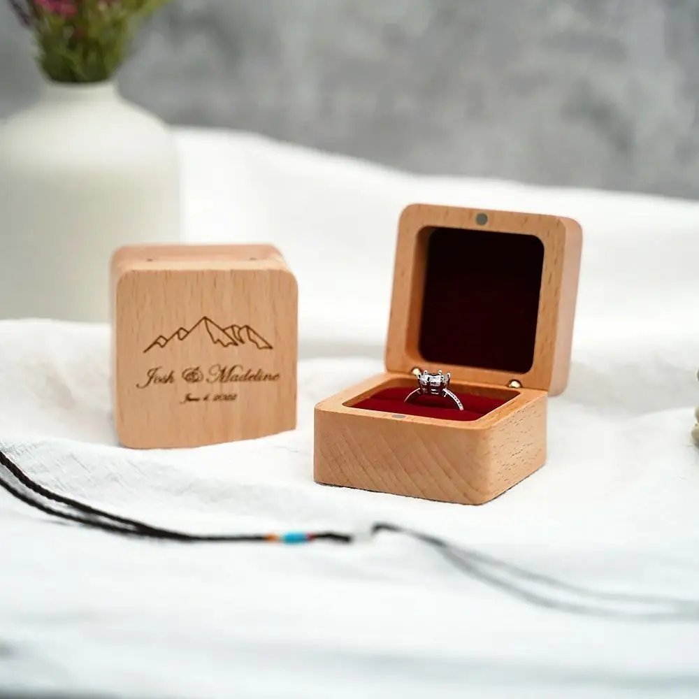 

Velvet Wood Rings Box Exquisite Ear Studs Case Earrings Display Tray Jewlery Organizer Retro Ring Earring Holder Valentines Day