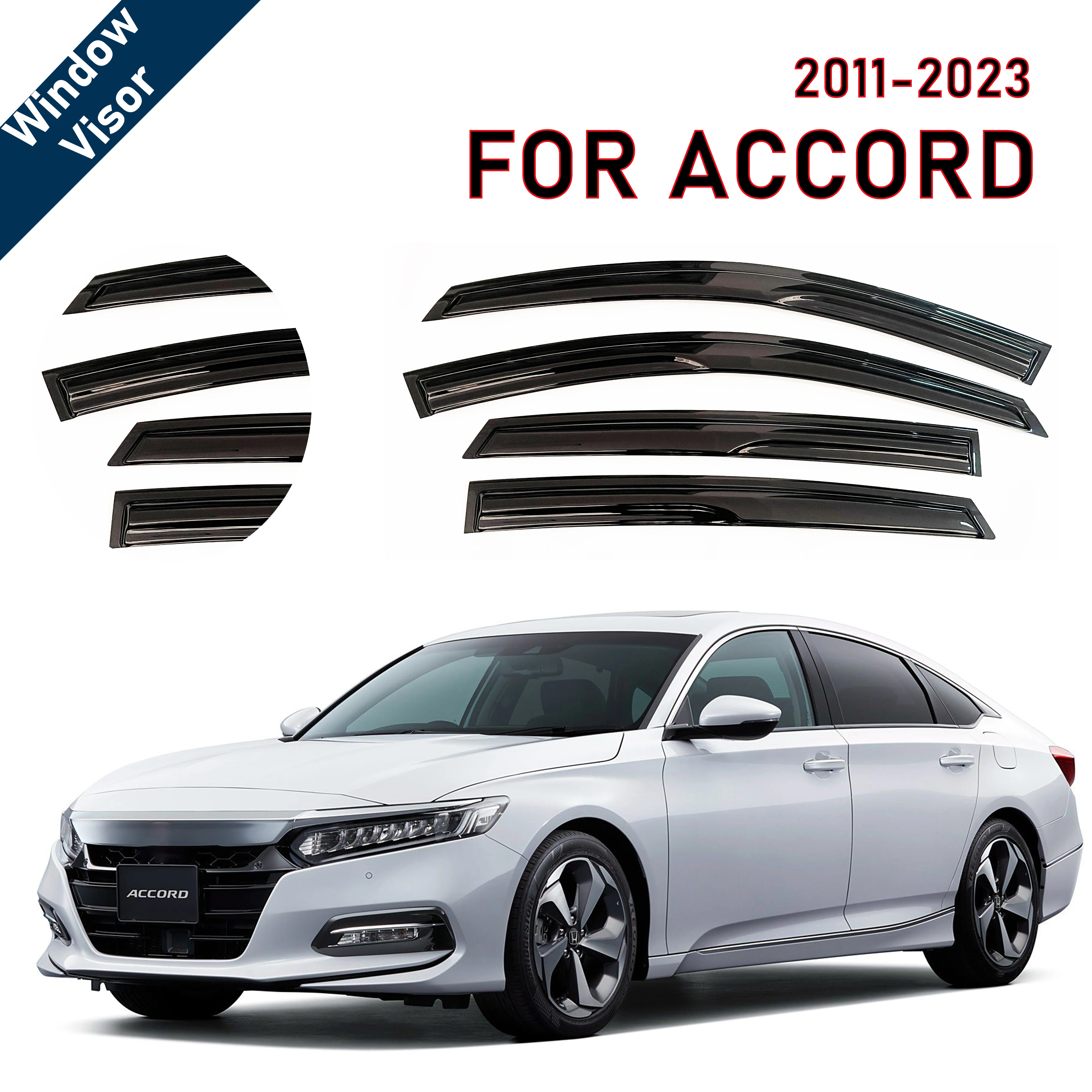 

Козырек на окно для Honda Accord 2018-2022 Седан | 4 шт. дефлектор от дождя | Аксессуар для автомобильного всепогодного щита