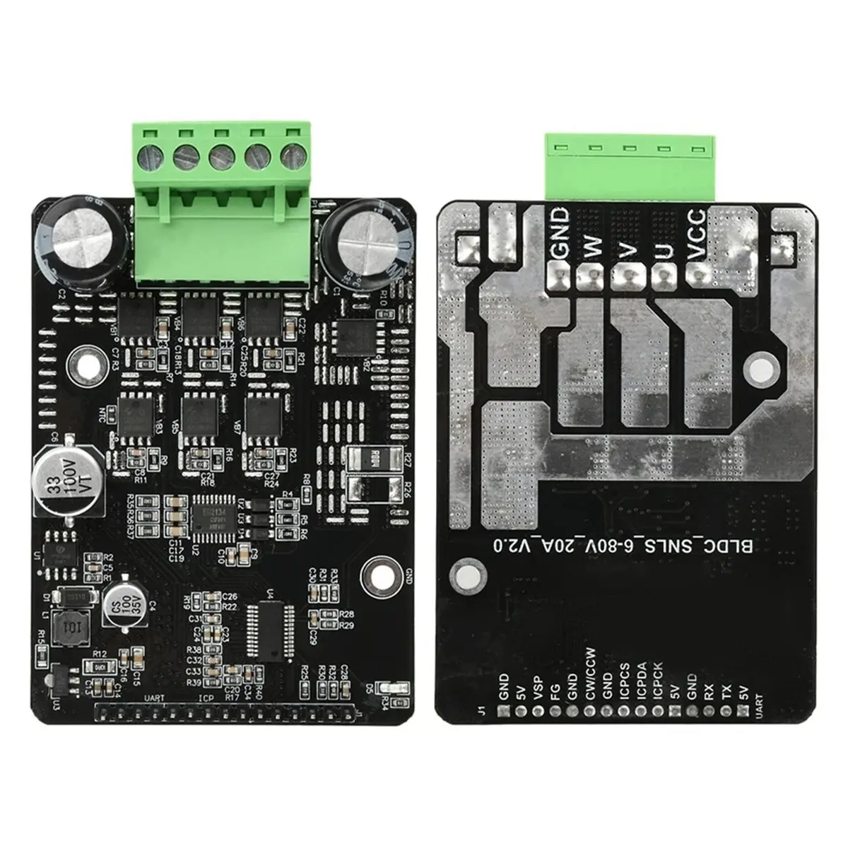 Fits for BLDC Three Phase DC Brushless Motor Controller PWM High Power 1600W Motor Driver Board Motor Regulator No Hall DC 6-80V