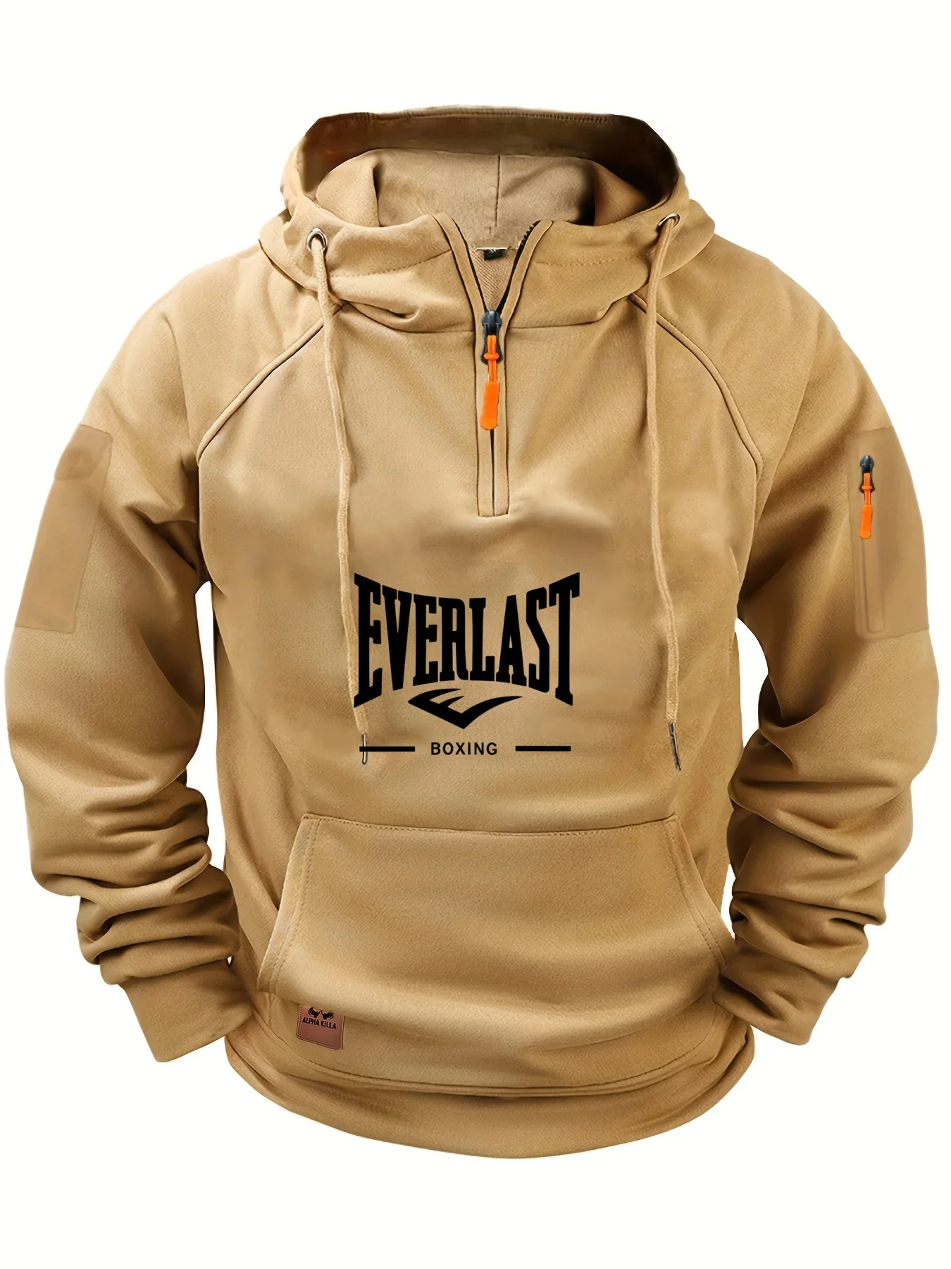 

Spring and Autumn 2026 new Men's hooded sweatshirt, outdoor windproof and warm half-zipper multi-pocket men's sportswear