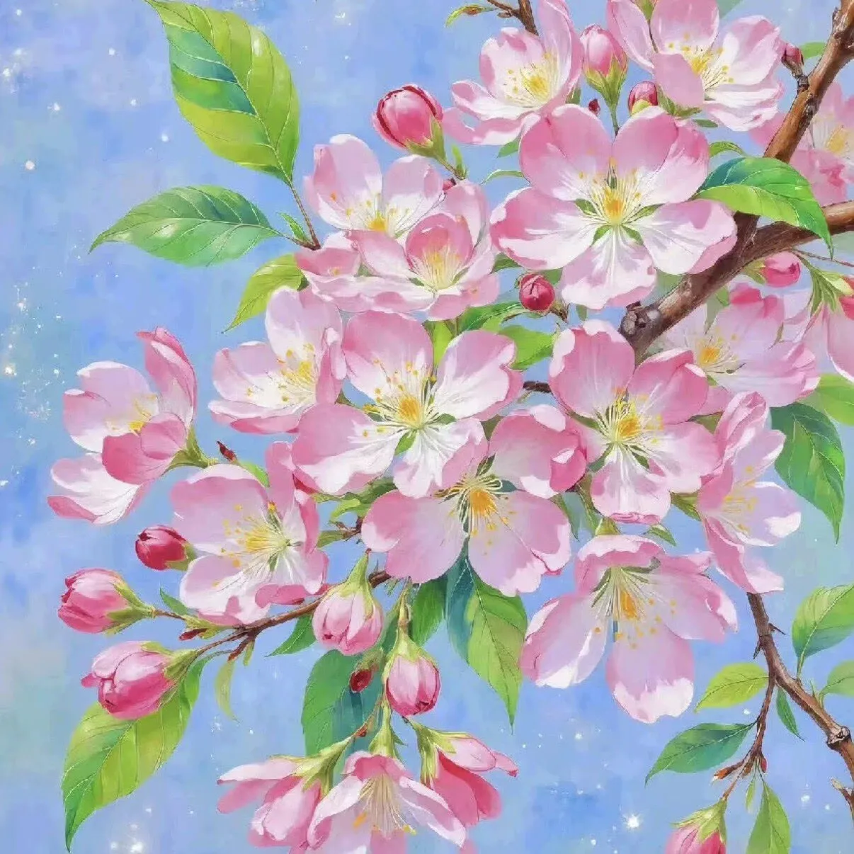 

9ct 60x60cm peach blossom Embroidery DIY Printed Kits Cross Stitch Thread Needlework Sets With needles threads