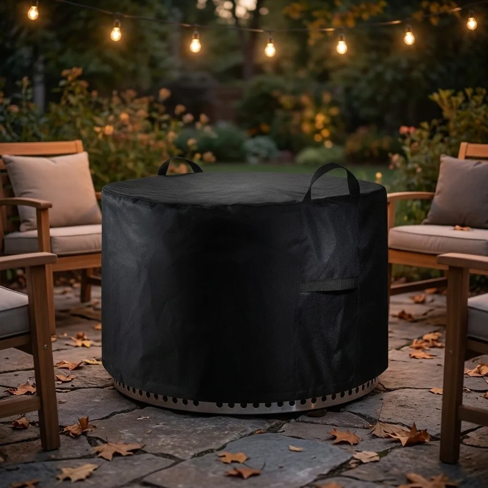 40-Inch Outdoor Fire Cover: Waterproof, Tear-Resistant & Ventilated Waterproof 600D Tear-resistant With Vent.