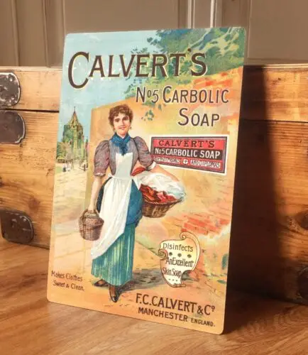 Home Wall Art Metal Sign Victorian Poster Calverts Soap Advert 2 Sizes CALV01-Aluminum