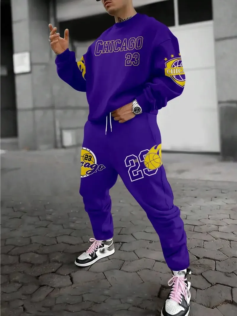 

New men's long sleeves and long pants for Spring and Autumn 2025 comfortable casual and fashionable with letter prints