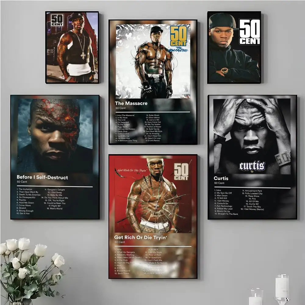 Classic Rapper 50C-Cent Poster Music Album Wall Art Print Room Decoration for Bedroom Living Room Office Home Decor Gift