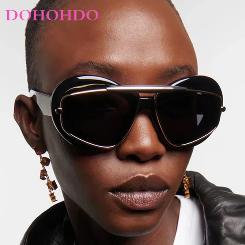 

Punk Fashion Cool Y2k Hip-hop Double Frame Women's Sunglasses Luxury Design Men Sunglass Travel Street Photography Eyewear UV400