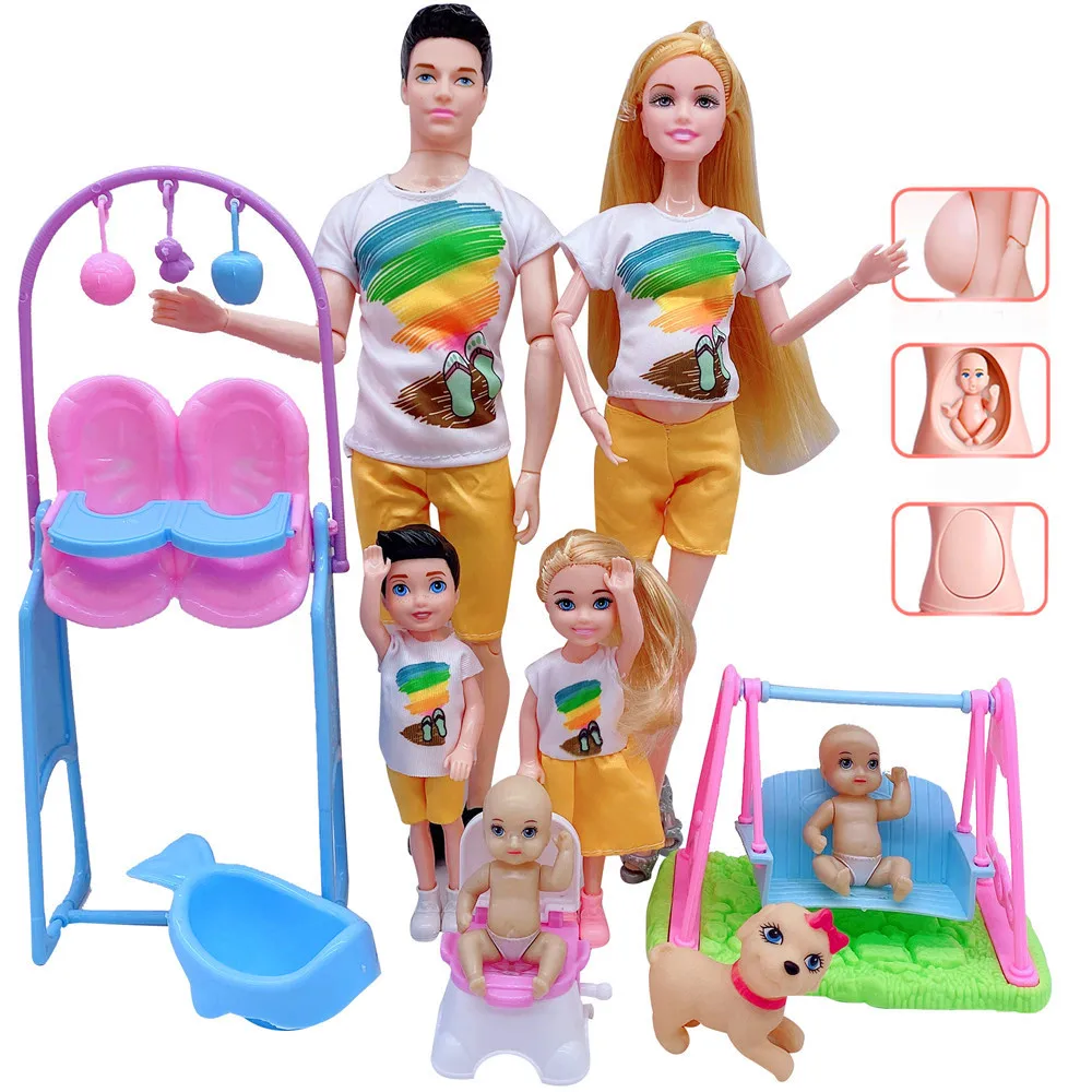 Cute Doll House Stroller Bed Chair Accessories For Barbie 11.5'' Pregnant Dolls with Baby Doll Birthday Christmas Gift Kid Toys