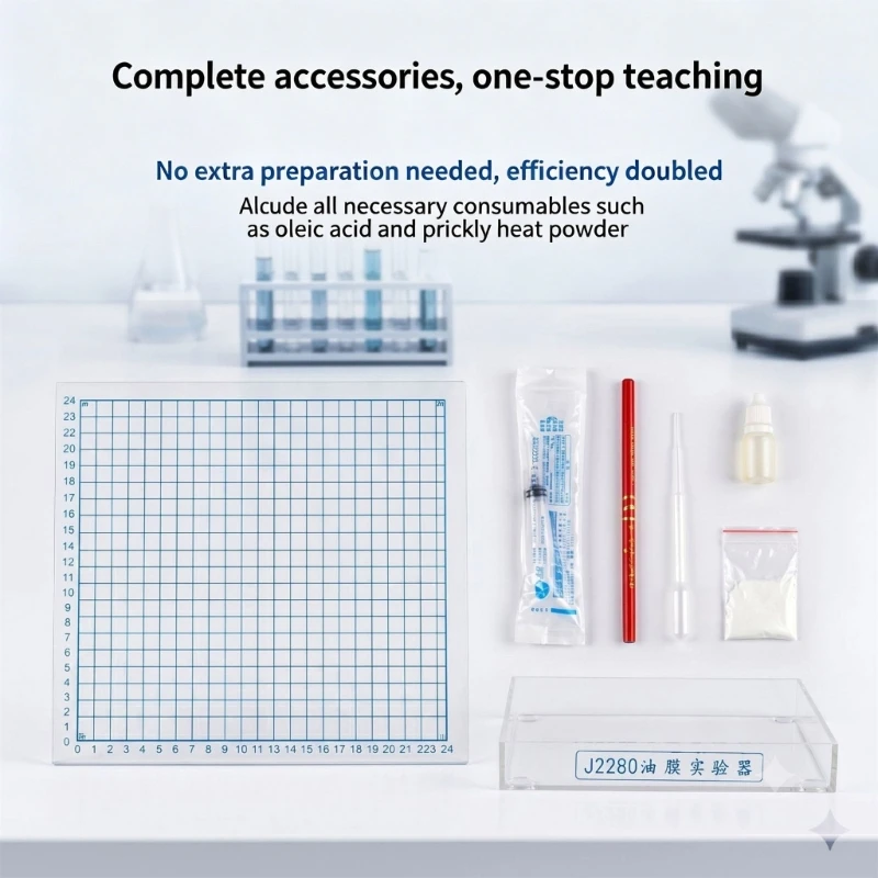 Classroom Oil Film Experiment Apparatus With Clear Observation Tray, Physics Teaching Tool for Molecular Size Demonstration