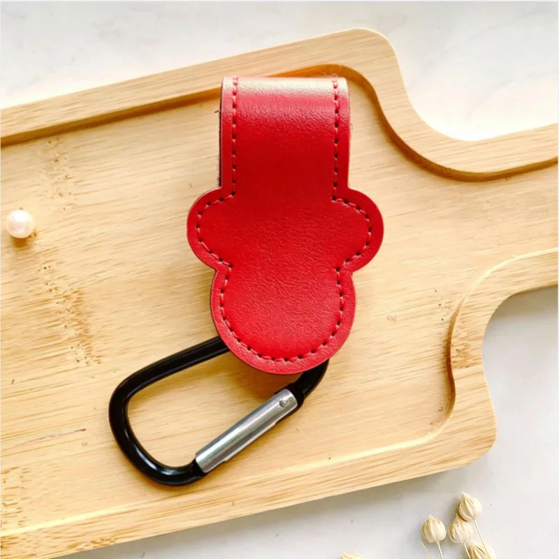 1/2/3pcs Leather Stroller Hooks, Portable Car Seat Carabiner Hook with Velcro Fastener