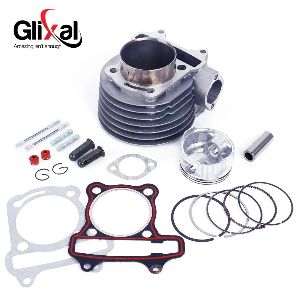 Glixal GY6 180cc 61mm Scooter Engine Rebuild Kit Big Bore Cylinder Kit Cylinder Head assy for  4-stroke 157QMJ Moped Scooter ATV