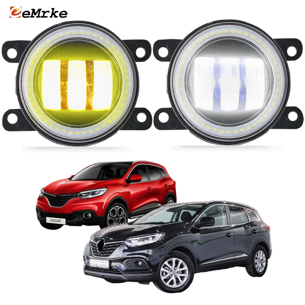 

Car Led Lights for Renault Kadjar HA_ HL_ 2015 2016 2017 2018 Fog Lamp Assembly Lens Angel Eye DRL Daytime Running Light 12V