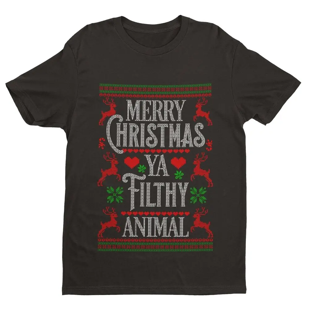 Funny T Shirt Merry Christmas Ya Filthy Animal Xmas Jumper Style Alone Home Gift Luxury vintage oversized