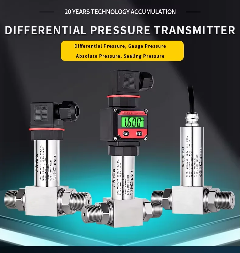 Differential Pressure Transmitter 30kpa 100kpa 6Mpa 1Mpa 4-20mA 0-10VWind Pressure Micro Hydraulic Sensor 4-20mA