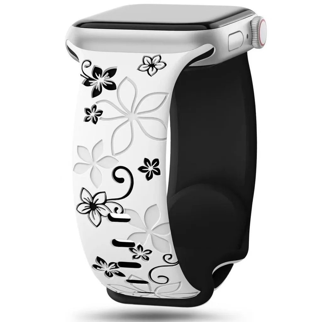 Engraved Strap Band silicone bracelet For Apple Watch Ultra 46mm 40mm 44mm 41mm 49mm 45mm 42mm For iwatch series 10 9 8 7 se 6