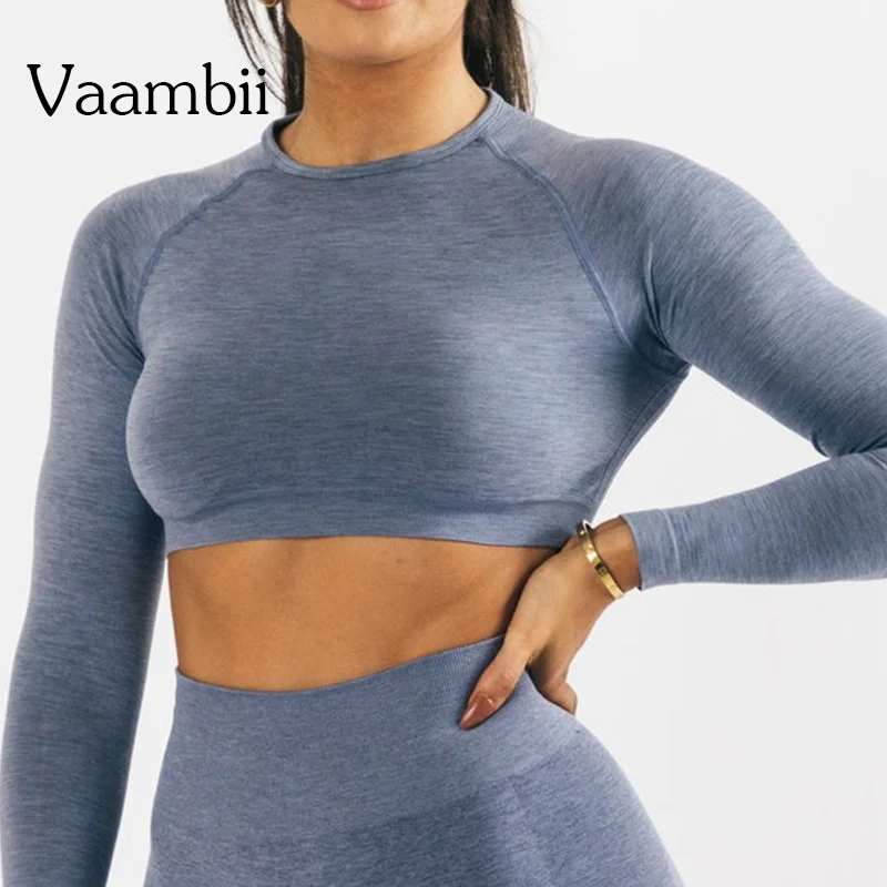 Seamless Workout Gym Training Shirts Long Sleeve Sports T-shirts Women Athletic Crop Sport Shirt Sportswear Yoga Clothes