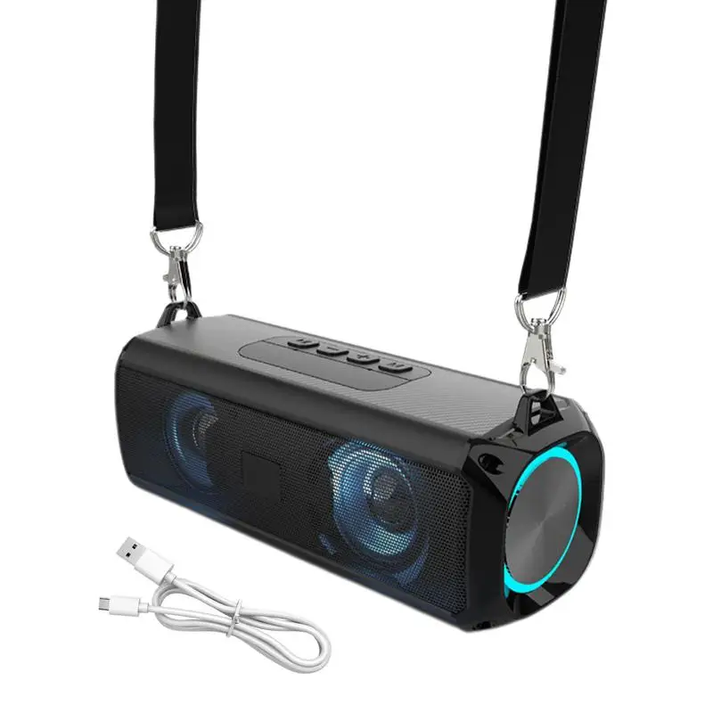 

Wireless Speaker With Strap Long Battery Life Desktop Ornament Powerful Wireless Audio Built-in Storage For Outdoor Parties Fun