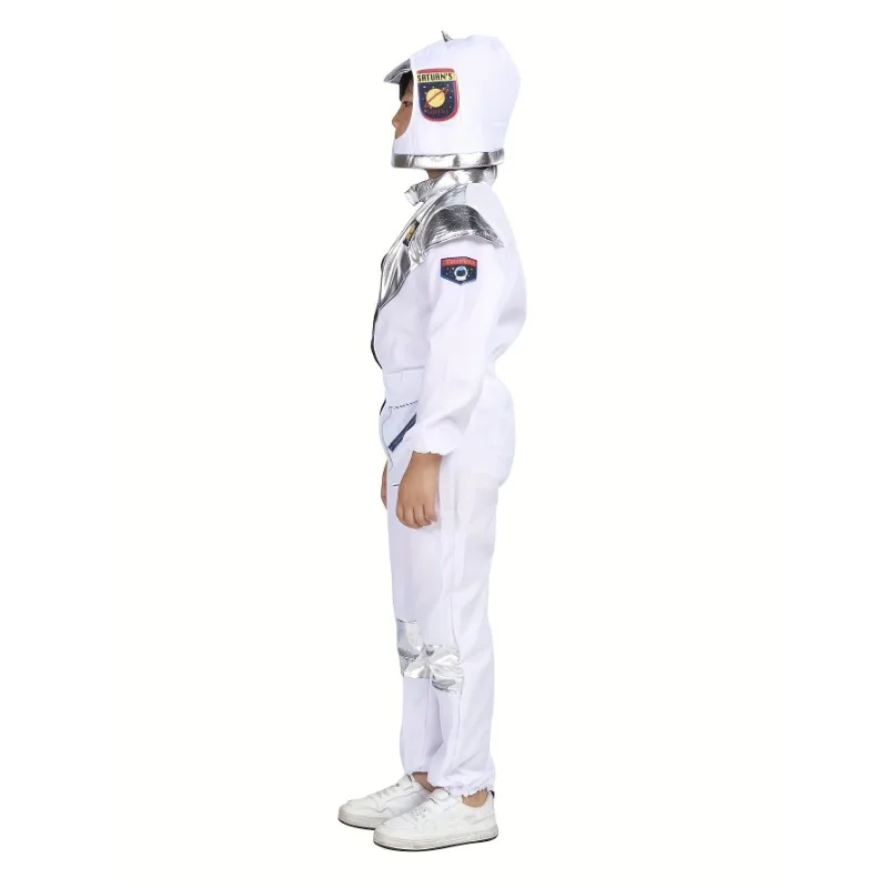 Boy\'s Cartoon Astronaut Cosplay Costume, Halloween Dress Up One-piece Jumpsuit & Hat, Kid\'s Dress Up Outfit For Carnival Party