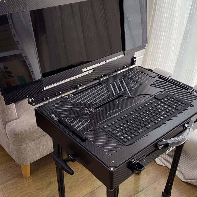 

Three screen sliding ultra-thin folding table leg lifting platform quick disassembly and shock-absorbing wheel hub chassis