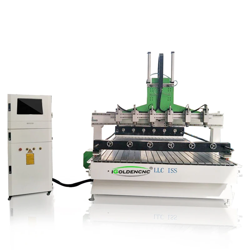 Jinan multi 4/6 spindle CNC router 1800*2500 for 3D relief & round wood leg/stairrail/statue engraving