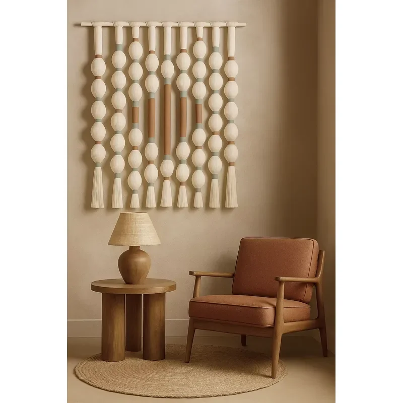 Eco-Friendly Macrame Wall Hangings Abstract Art Deco Cotton Rope Bohemian-Scandinavian-Luxury Decors for Home Living Room