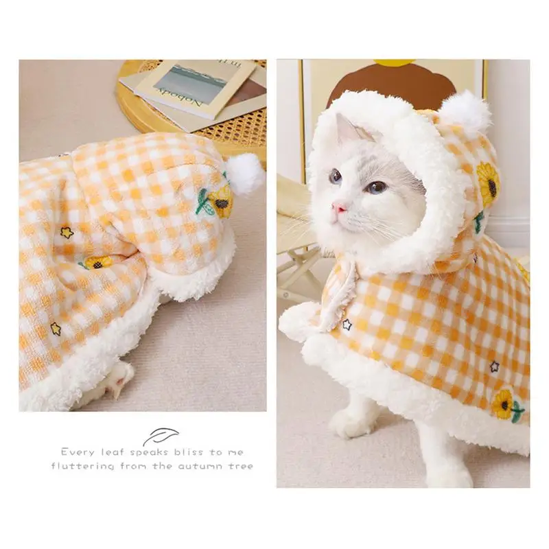 Cat Cloak Cute Stylish Soft Warm Pet Clothes double layer thickening kitten Costume washable Cat Poncho Cape Winter supplies